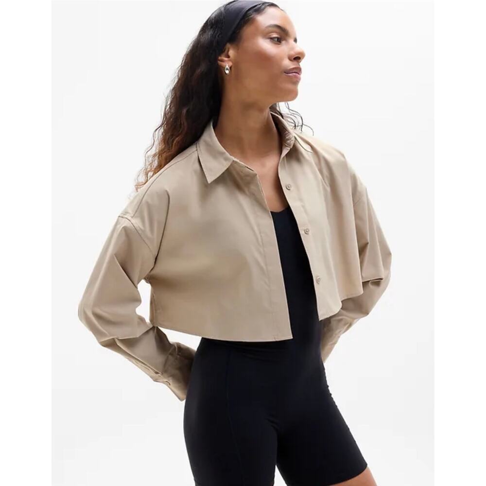 NWT Athleta Midday Ultra Cropped Shirt Ecru Tan - Size: Small